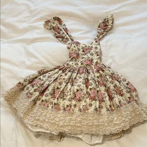 Floral Cream and Pink Kids Dress